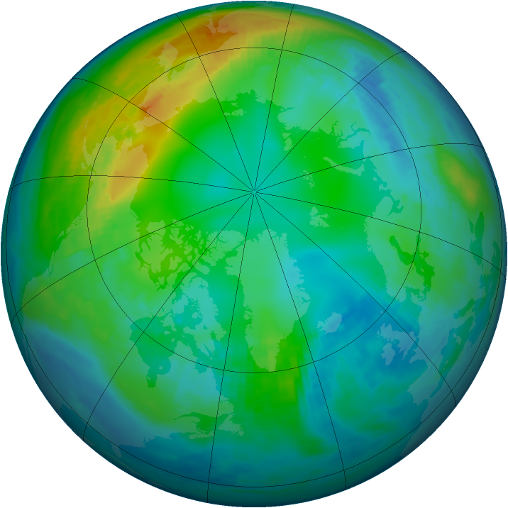 Arctic ozone map for 14 November 1988